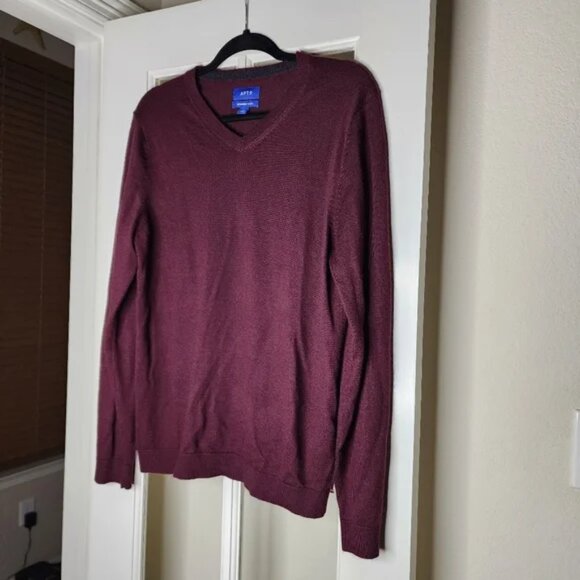 Apt. 9 Seriously Soft Men's Merino Wool Blend V Neck Comfy Cozy Sweater Medium - Picture 2 of 4